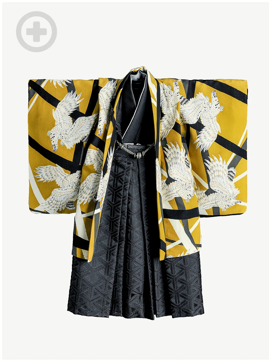 七五三着物3歳男の子：JAPANSTYLE(黄色)/羽織袴タイプ
