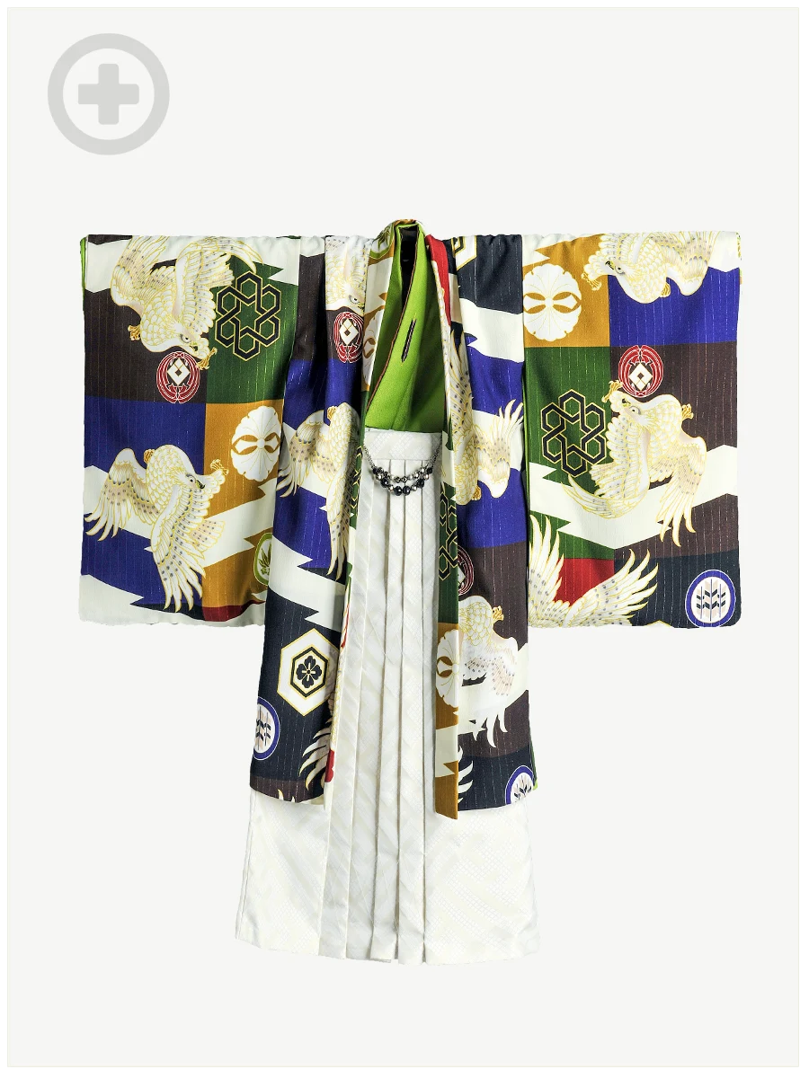 七五三着物5歳：JAPAN STYLE:緑×鷹に丸紋