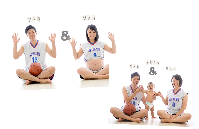 同じ方のマタニティフォトの写真と1歳バースデーの写真