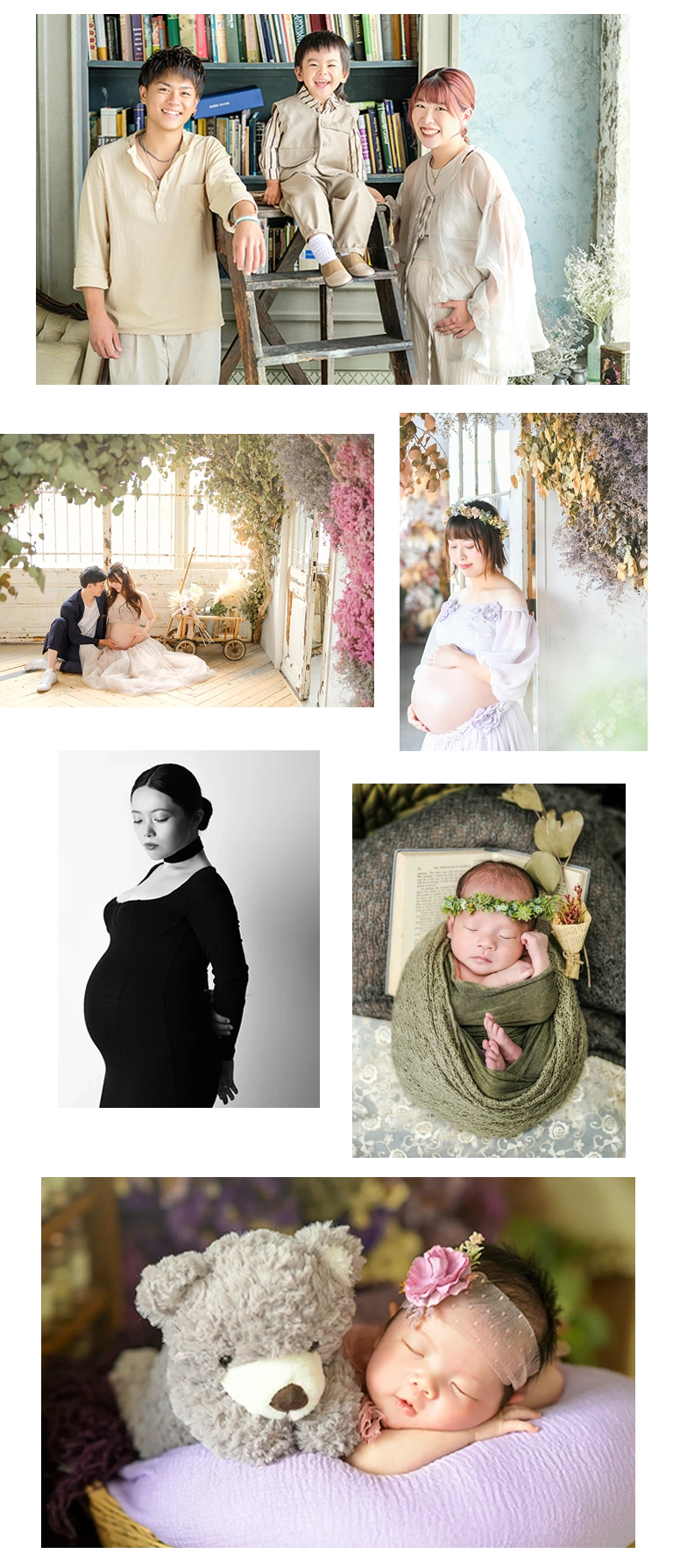 マタニティフォトとニューボーンフォトのまとめ写真
