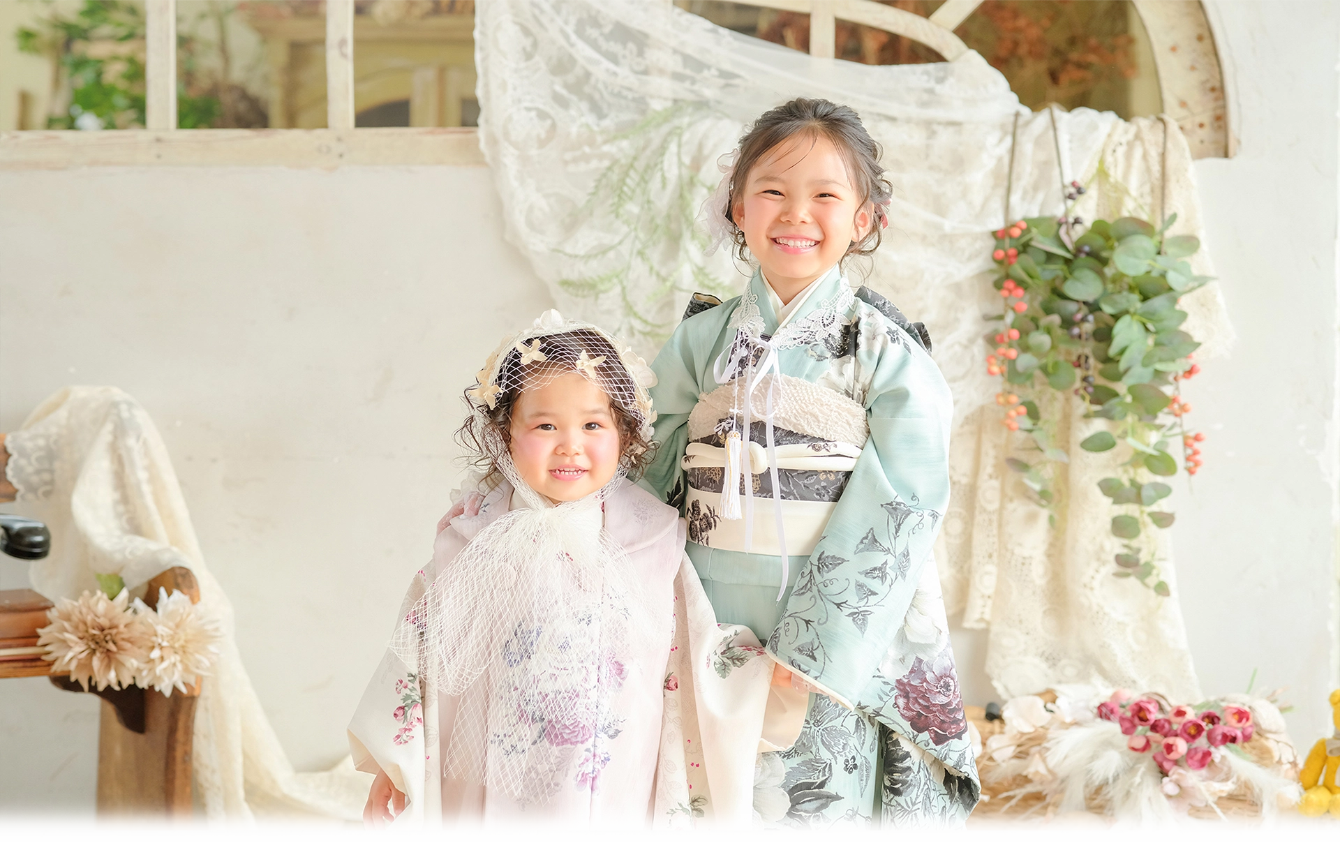 着物を着た七五三姉妹の写真