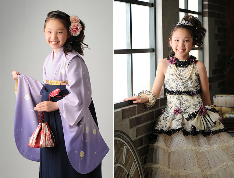 袴とドレスを着た女の子の写真